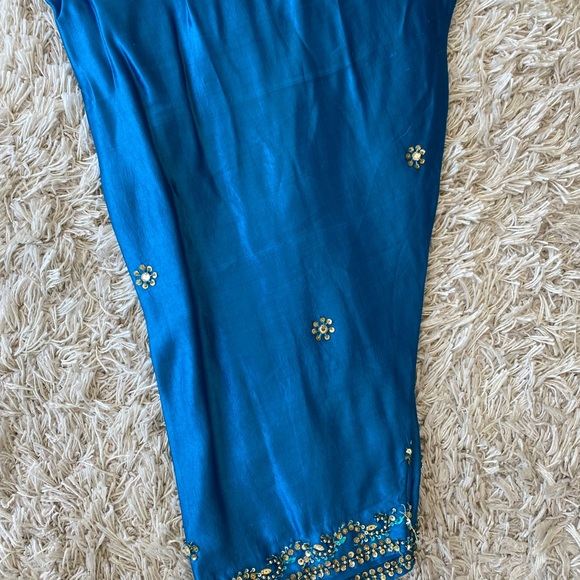 Brown and blue patiala style salwar suit - Picture 4 of 8